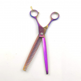 Modellierschere Purple Color in 8 Zoll - 77 Gramm - 24 Zähne und Fingerhaken - Rostfreie Titanlegierung