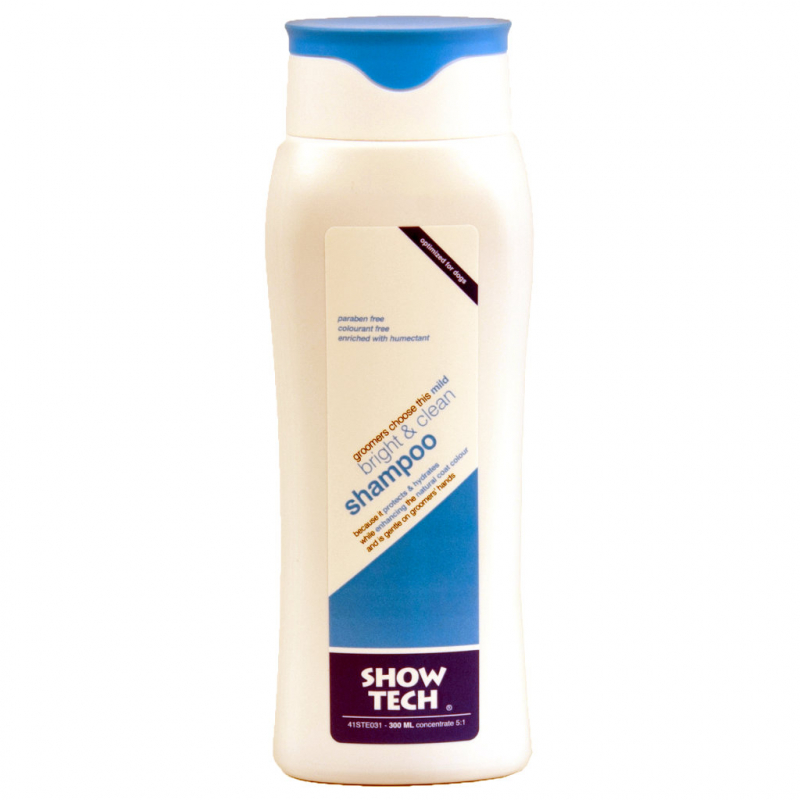 Show Tech Bright & Clean Shampoo - weißes Hundefell - Tiefenreinigung - Glanz und frische mit Farbaufheller - 5:1 - plus 500 ml Mixflasche Gratis
