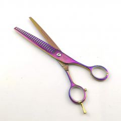 Modellierschere Purple Color in 8 Zoll - 77 Gramm - 24 Zähne und Fingerhaken - Rostfreie Titanlegierung