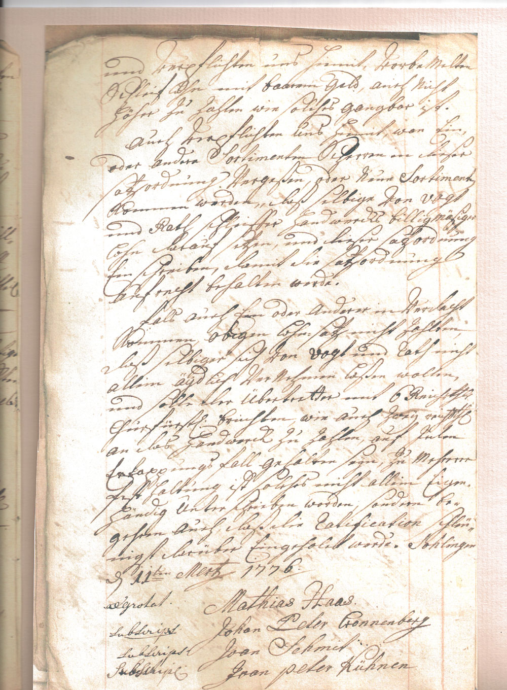 Eintragung  - Anno 1776